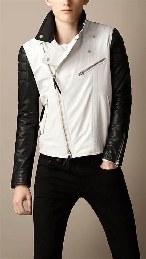 burberry brit contrast sleeve biker jacket|burberry clothing for men.